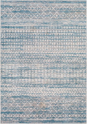 Livabliss Lavadora Bohemian Global Runner Rug Polyester Machine Woven for Entryway or Hallway Blue, Gray 6'7" x 9' LVR2344-679