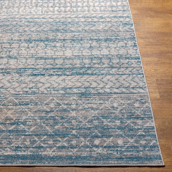 Livabliss Lavadora Bohemian Global Runner Rug Polyester Machine Woven for Entryway or Hallway Blue, Gray 6'7" x 9' LVR2344-679