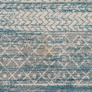 Livabliss Lavadora Bohemian Global Runner Rug Polyester Machine Woven for Entryway or Hallway Blue, Gray 6'7" x 9' LVR2344-679