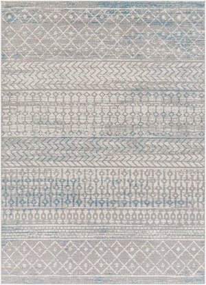 Livabliss Lavadora Machine Woven Bohemian Global Area Rug Low Pile for Living Room or Bedroom Gray, Blue 5'3" x 7' LVR2345-537