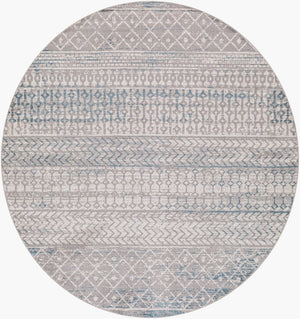 Livabliss Lavadora Machine Woven Bohemian Global Area Rug Low Pile for Living Room or Bedroom Gray, Blue 6'7" x 6'7" LVR2345-67RD