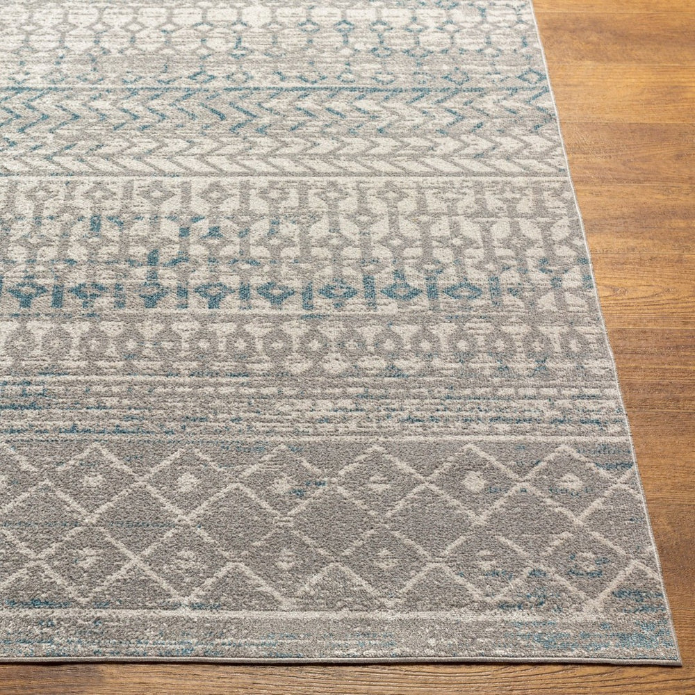Livabliss Lavadora Machine Woven Bohemian Global Area Rug Low Pile for Living Room or Bedroom Gray, Blue 5'3" x 7' LVR2345-537