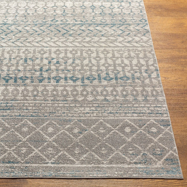 Livabliss Lavadora Machine Woven Bohemian Global Area Rug Low Pile for Living Room or Bedroom Gray, Blue 6'7" x 6'7" LVR2345-67RD