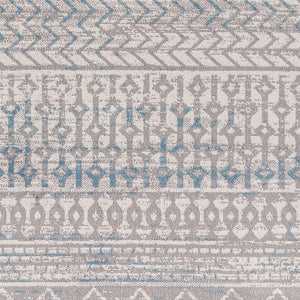 Livabliss Lavadora Machine Woven Bohemian Global Area Rug Low Pile for Living Room or Bedroom Gray, Blue 6'7" x 6'7" LVR2345-67RD