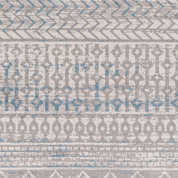 Livabliss Lavadora Machine Woven Bohemian Global Area Rug Low Pile for Living Room or Bedroom Gray, Blue 6'7" x 6'7" LVR2345-67RD