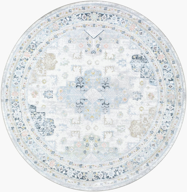 Livabliss Lavadora Traditional Runner Rug Machine Woven Polyester for Hallways and Entryways Ivory, Medium G 6'7" x 6'7" LVR2346-67RD