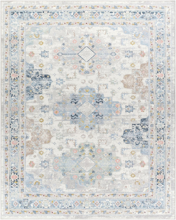 Livabliss Lavadora Traditional Runner Rug Machine Woven Polyester for Hallways and Entryways Ivory, Medium G 7'10" x 10' LVR2346-71010