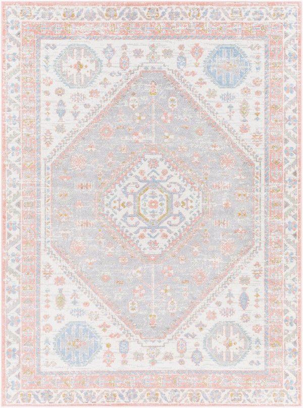 Livabliss Lavadora Traditional Low Pile Polyester Area Rug for Living Room Dining or Entryway Ivory, Plum 9'2" x 12' LVR2348-9312