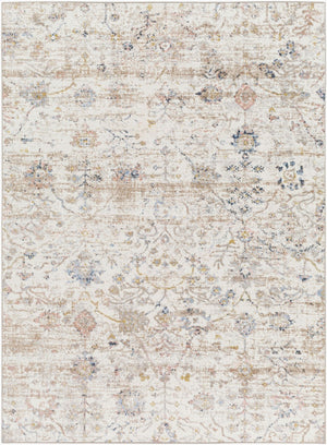 Livabliss Lavadora Traditional Turkish Pattern Polyester Area Rug for Entryways and Hallways Ivory, Brown 6'7" x 6'7" Square LVR2358-67SQ