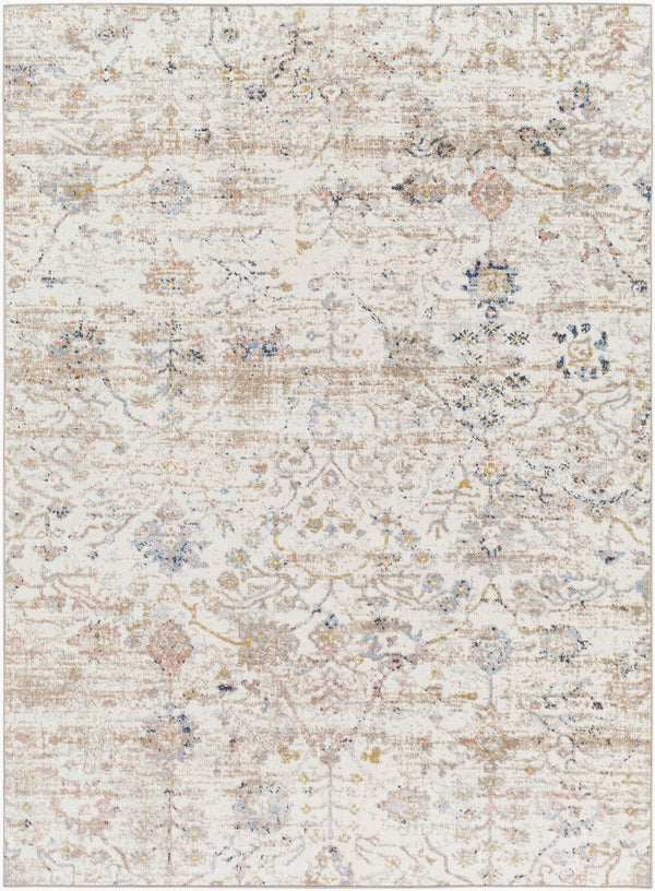 Livabliss Lavadora Traditional Turkish Pattern Polyester Area Rug for Entryways and Hallways Ivory, Brown 6'7" x 6'7" Square LVR2358-67SQ