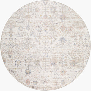 Livabliss Lavadora Traditional Turkish Pattern Polyester Area Rug for Entryways and Hallways Ivory, Brown 6'7" x 6'7" Round LVR2358-67RD