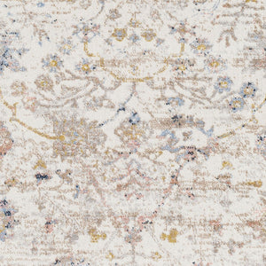 Livabliss Lavadora Traditional Turkish Pattern Polyester Area Rug for Entryways and Hallways Ivory, Brown 6'7" x 6'7" Round LVR2358-67RD