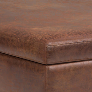 English Elm Owen Xl Square Storage Ottoman - Mid-Century Modern Design In Distressed Saddle Brown Faux Leather B136P159203-GIGA