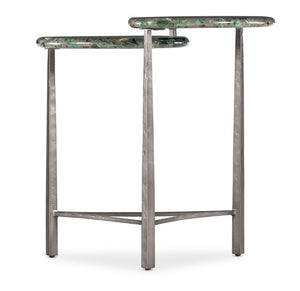 Hooker Furniture Commerce Antares End Table With Two-Tier Egg-Shaped Soapstone Tops & Textured Pewter Metal Base, Heat-Resistant Accent (15X24x24) 7228-80173-00