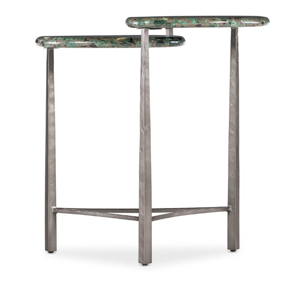Hooker Furniture Commerce Antares End Table With Two-Tier Egg-Shaped Soapstone Tops & Textured Pewter Metal Base, Heat-Resistant Accent (15X24x24) 7228-80173-00