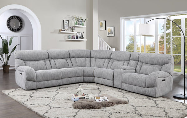English Elm Steve Silver - Park City 6-Piece Modular Sectional In Pearl Silver - Stylish, Durable, Stain-Resistant Comfort B081S00228-GIGA