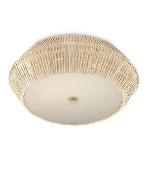 Currey & Company Antibes White Flush Mount Light – Elegant Rattan Design With Acrylic Diffuser For Small Spaces Natural Rattan ,Wrought Iron ,Acrylic 9999-0078-currey-company