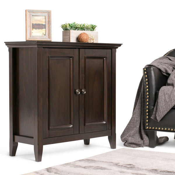 English Elm Amherst Low Storage Cabinet - Handcrafted Hickory Brown Accent For Versatile Home Organization B136P159431