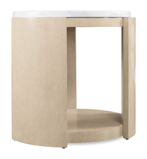Hooker Furniture Westwood Sculptural Round Side Table With Volakas Stone Top, Polished Oak Base, Modern Accent 6133-80116-80