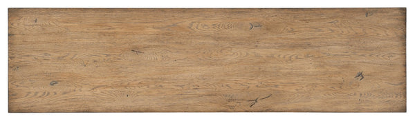 Hooker Furniture Commerce Handcrafted Console With Half-Circle Motif, Distressed Rustic-Modern Entryway Table Light Wood 7228-85004-85