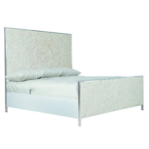 Bernhardt Bernhardt Helios King Capiz Shell Panel Bed — Polished Stainless Frame, Starburst Headboard, Pure White Accents K1230