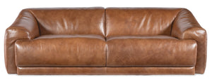 Hooker Furniture Maria Caramel Semi-Aniline Leather Two-Seat Sofa With Low-Profile Silhouette And Dark Wood Feet 43.00 L x 96.00W x 31.00H SS415-025-082