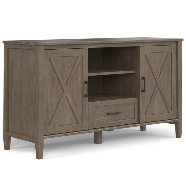 English Elm Ela Handcrafted Medium TV Stand Smoky Brown Solid Wood, Shaker X Doors, Drawer, Fits Up to 60" B136P158607