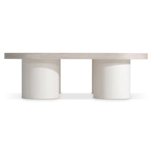 Bernhardt Bernhardt Round‑Square Turo Cocktail Table In Wire‑Brushed Bone Oak With Fossil Cylinder Legs, 54" 508022