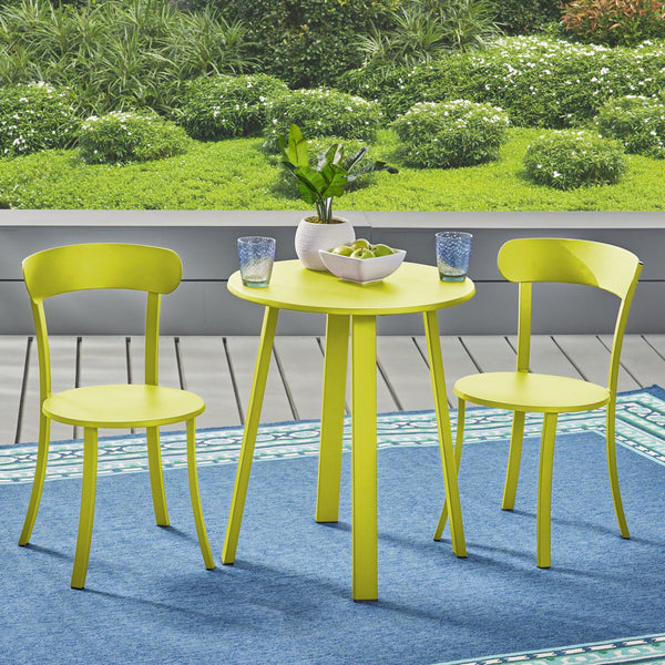 English Elm Barbados Outdoor Iron Bistro Set Powder Coated Patio Furniture for Balcony or Garden 61840.00IRNGRN