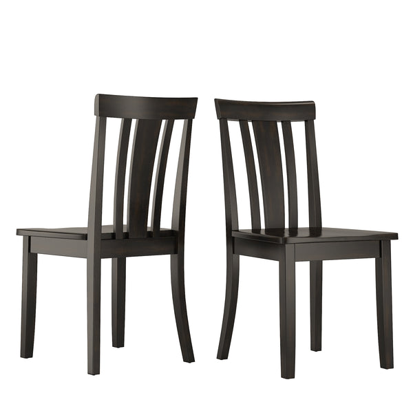 Homelegance By Top-Line Lorren Slat Back Wood Dining Chairs (Set of 2) Black Rubberwood