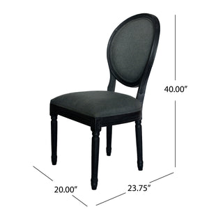 English Elm Christopher Knight Home® - ROUND Round Back Chair Set with French Country Fabric, Floral & Chevron Accents, Rubberwood Legs Dark Gray 62529.00DGRY