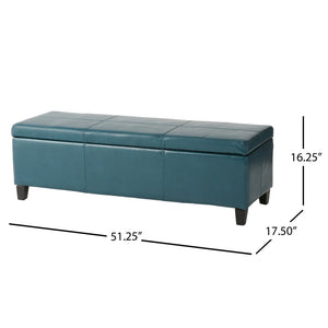 English Elm Glouster Bench Style Pu Leather Storage Ottoman with Soft Close Lid for Bedroom Teal 57742.00TEL