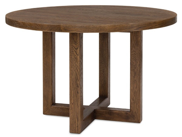 Hooker Furniture Driftwood 48-Inches Round Dining Table With Buckboard Finish, Distressed Pedestal Base For Cozy Gatherings Medium Wood 6820-75213-85