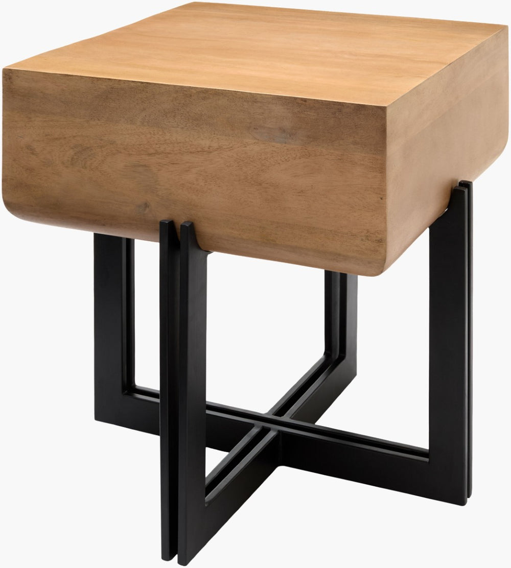 Surya Lowmax Artisan Crafted Square Wood End Table for Bedroom or Living Room Accent LWMX001-222121