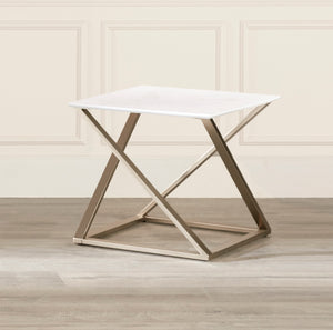 English Elm Steve Silver - Zurich - End Table With Faux White Marble Top - White