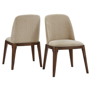 Homelegance By Top-Line Hutchinson Upholstered Side Chairs with Walnut Legs (Set of 2) Brown Rubberwood