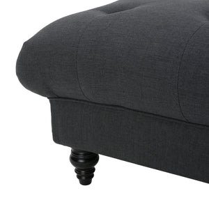 English Elm Madrid Round Tufted Ottoman Plush Cream Polyester Footrest for Living Room Decor 54130.00DGY