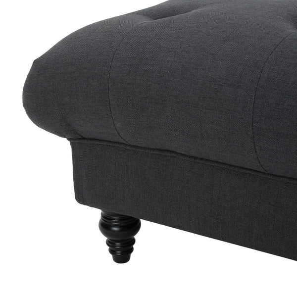 English Elm Madrid Round Tufted Ottoman Plush Cream Polyester Footrest for Living Room Decor 54130.00DGY