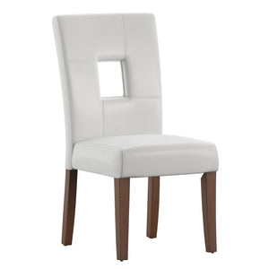 Homelegance By Top-Line Dalton White Faux Leather Keyhole Dining Chairs (Set of 2) White Rubberwood