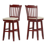 Homelegance By Top-Line Juliette Slat Back Bar Height Wood Swivel Bar Stool Red Rubberwood