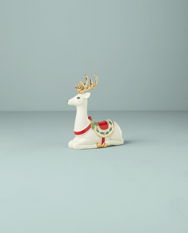 Lenox Laying Reindeer Figurine Multi, IVORY PORCELAIN 894973