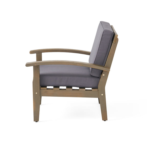 English Elm Christopher Knight Home® - Peyton Club Chair - Durable Acacia Wood Frame With Water-Resistant Cushions For Ultimate Outdoor Comfort 57973.00GRY