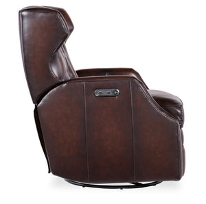 Hooker Furniture Henderson Power Swivel Glider Recliner In Vortex Top-Grain Leather, Button Tufted, Usb Port RC806-PSWGL-088