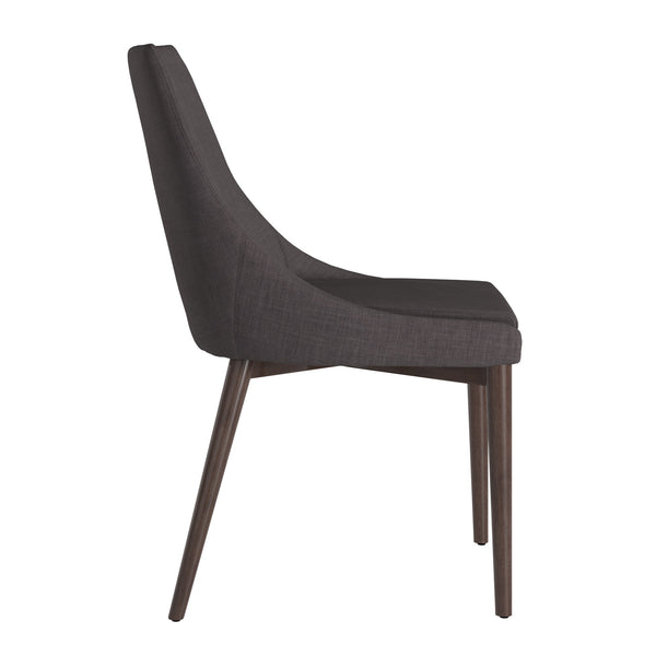 Homelegance By Top-Line Arnet Mid-Century Barrel Back Linen Dining Chairs (Set of 2) Dark Grey Rubberwood