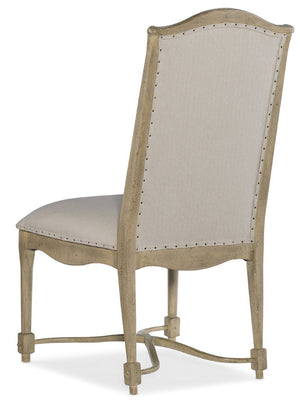 Hooker Furniture Ciao Ciao Bella Upholstered Side Chair With Tuscan Gray-White Fabric, Nailhead Trim, Distressed Finish 5805-75310-85