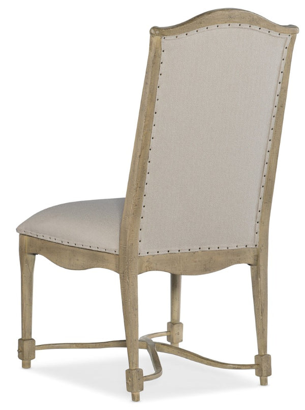 Hooker Furniture Ciao Ciao Bella Upholstered Side Chair With Tuscan Gray-White Fabric, Nailhead Trim, Distressed Finish 5805-75310-85