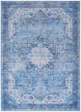 Nourison Washables NWB15 Machine Made Power-loomed Narrow Border Indoor Only Vintage  Rug Blue, Blue Front Base, 85% Polyester,9% Cotton,6% Other Fibers 99446994172