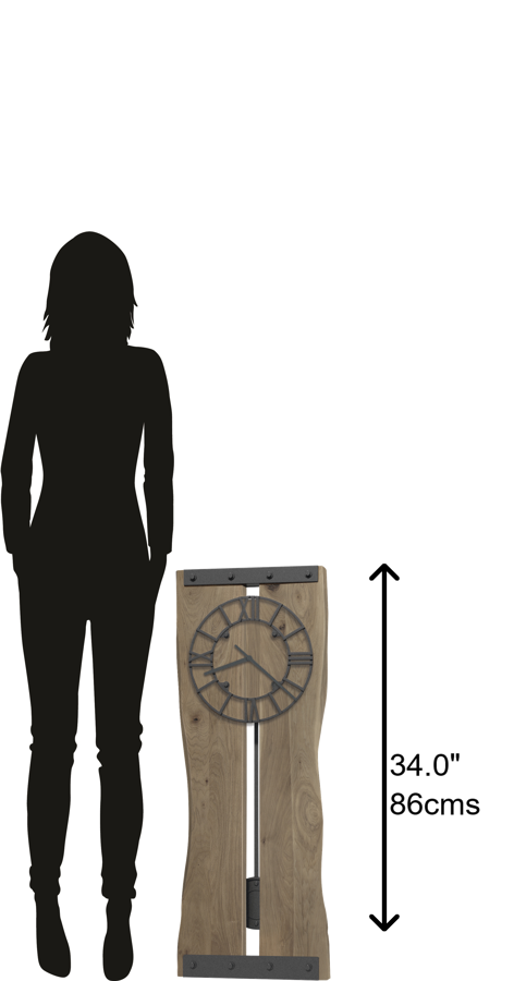 Hekman Furniture 620506 Zeno Oversized Wall Clock - Rustic Hickory With Roman Numerals & Modern Quartz Movement Design Natural Gray Zeno Wall Clock 620506