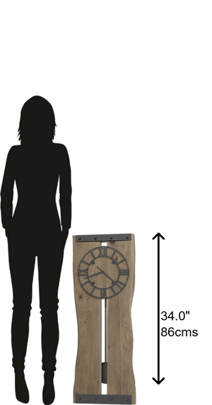 Hekman Furniture 620506 Zeno Oversized Wall Clock - Rustic Hickory With Roman Numerals & Modern Quartz Movement Design Natural Gray Zeno Wall Clock 620506