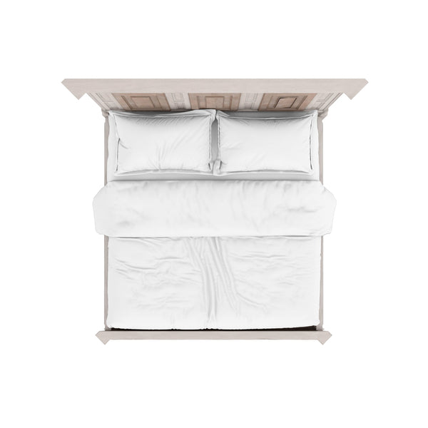 A.R.T. Furniture Alcove Panel Bed In Belgian Ivory & Washed Maple - Sophisticated Design With Decorative Detailing Light Brown, White Acacia Solids,Maple Veneers 321135-2801